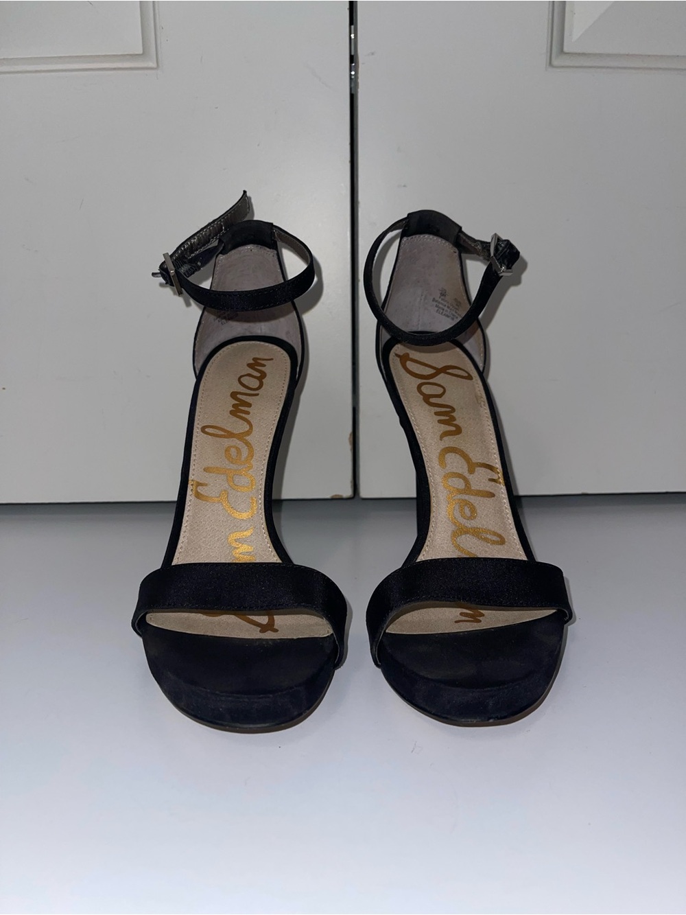 Sam Edelman Black Ankle-Strap Block Heel Sandals